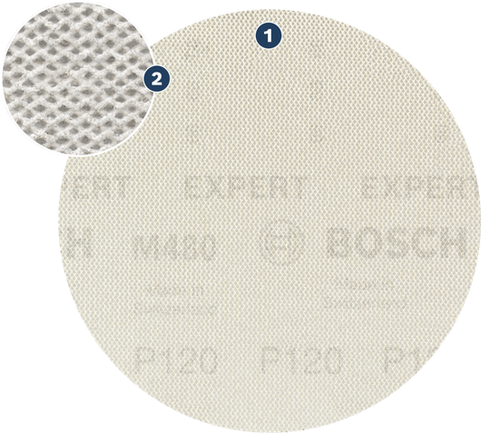 Bosch sanding mesh disc, fine abrasive surface.