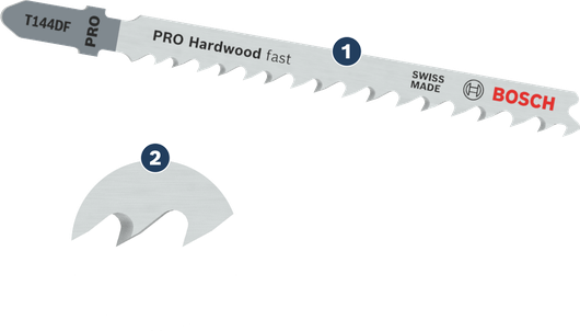 Bosch T144DF jigsaw blade for hardwood fast cutting.