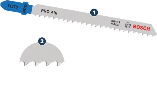 Bosch T127D PRO Alu jigsaw blade for aluminum cutting.