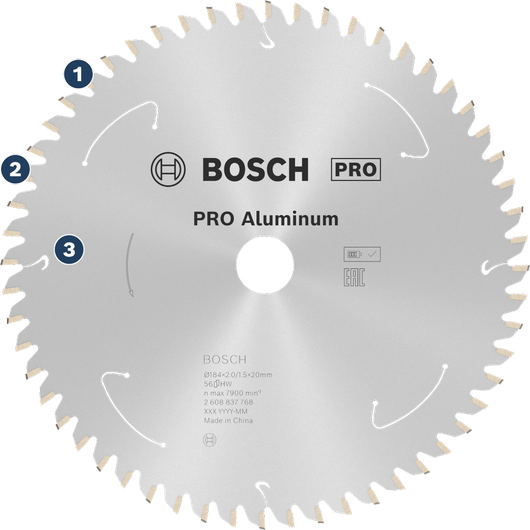 Bosch PRO Aluminum circular saw blade for metal cutting.