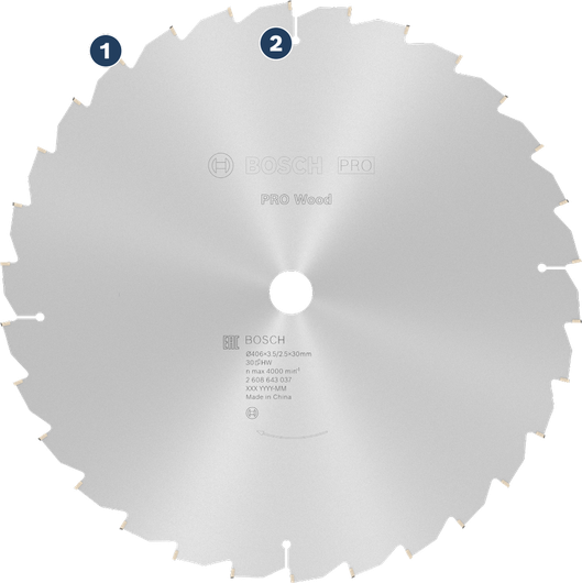 Bosch PRO Wood circular saw blade for wood cutting.