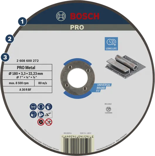 Bosch PRO Metal cutting disc for long life and universal fit.