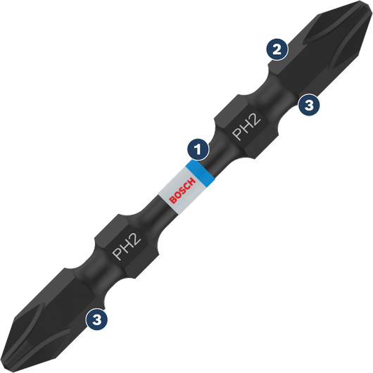 Bosch double-ended PH2 screwdriver bit.