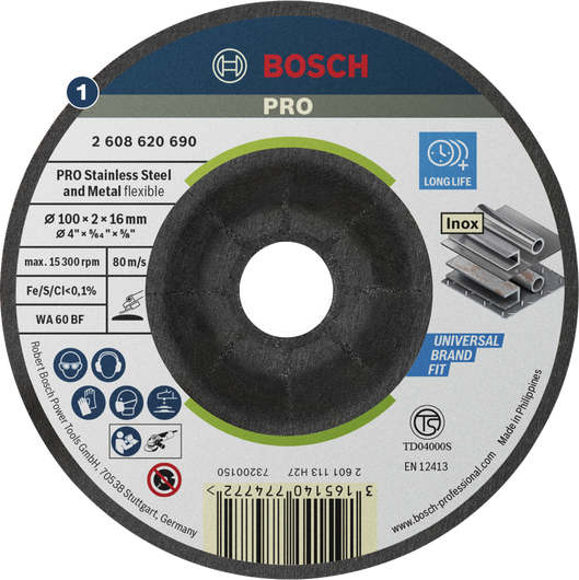 Bosch PRO Semi-Flexible Grinding Disc 100 x 2 x 16 mm.