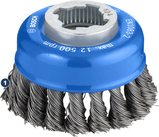 Bosch wire cup brush for angle grinder cleaning.