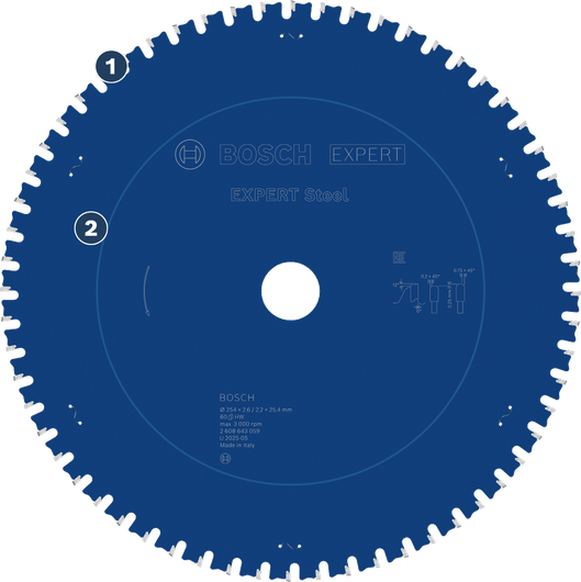 Bosch Expert Steel circular saw blade for cutting metal.