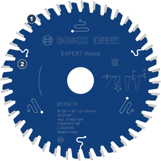 Bosch Expert Wood circular saw blade for precise wood cutting.