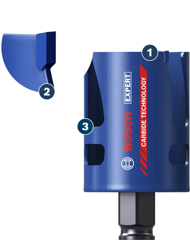 Long Life cutting holes in brick and particle board Bosch Expert carbide technology holesaw for metal cutting.