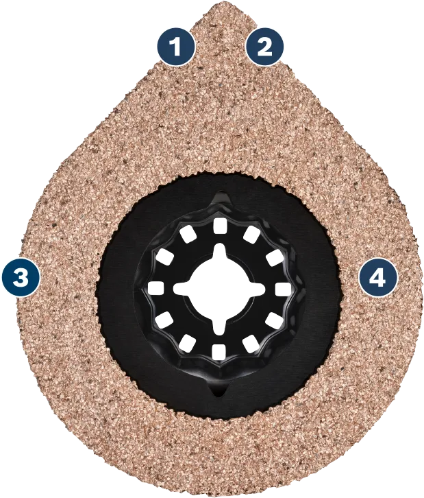 Bosch carbide grit segment blade for grout removal.