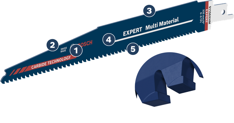 Bosch Expert Multi Material saw blade with carbide technology.