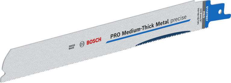 Long Life cutting medium-wall metal pipes and profiles Bosch PRO Medium-Thick Metal precise reciprocating saw blade.