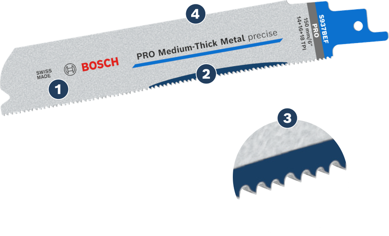 Bosch S 937 BEF reciprocating saw blade for medium-thick metal.