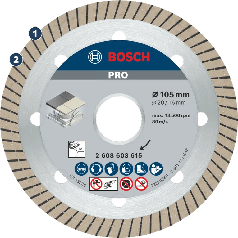 Bosch diamond cutting disc for tiles, 105mm.