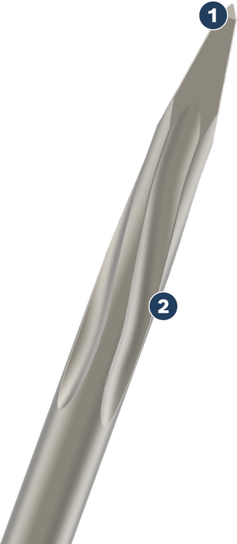 Bosch SPIDER chisel with pointed tip for demolition.