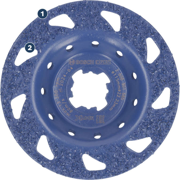 Long Life grinding various materials Bosch Expert carbide grinding disc for angle grinders.