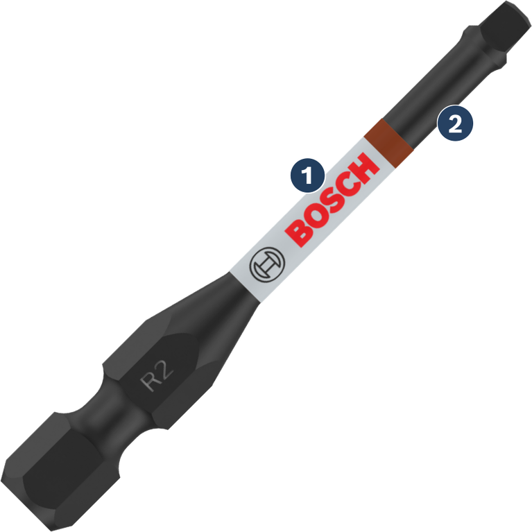 Bosch R2 screwdriver bit with color-coded ring.