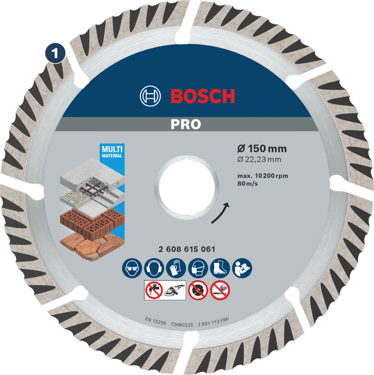Bosch Pro multi material diamond cutting disc 150mm.