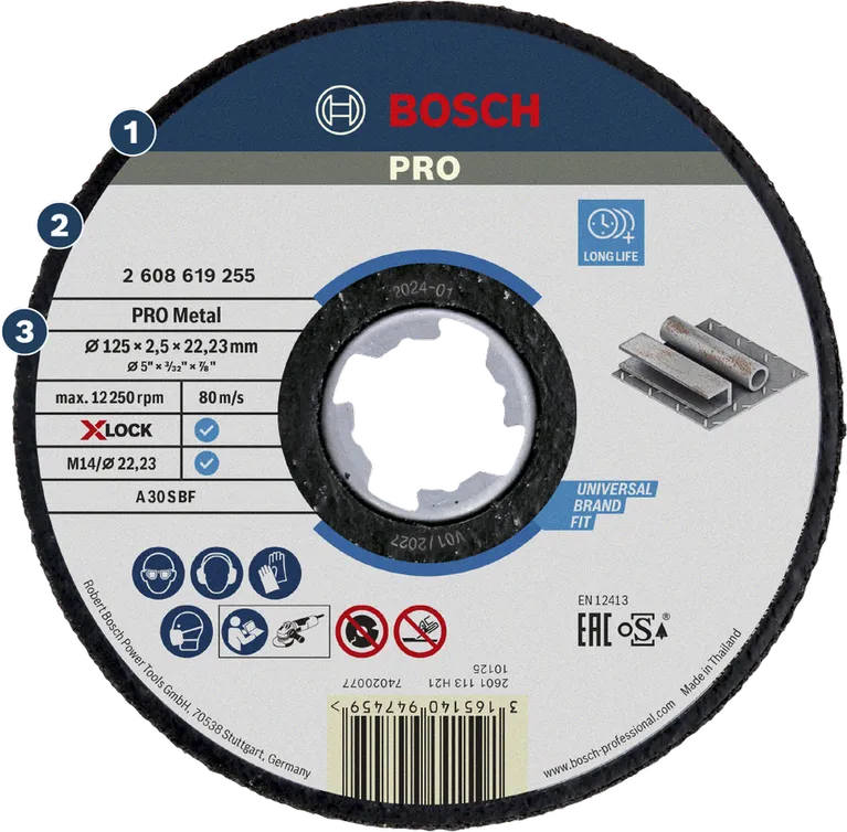 Bosch PRO Metal cutting disc with X-LOCK for long life.