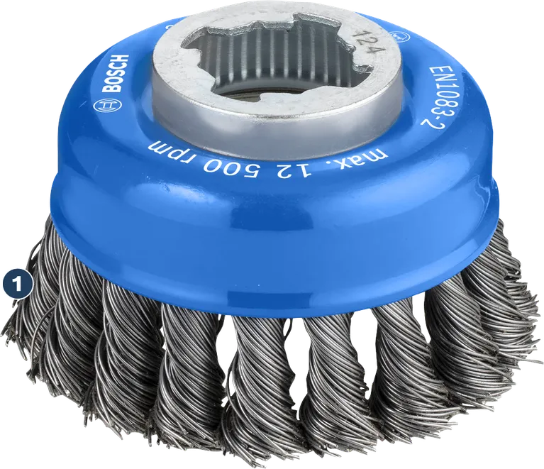 Bosch wire cup brush for angle grinder cleaning.