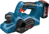 Bosch cordless planer GHO 18V-LI with ergonomic handle.