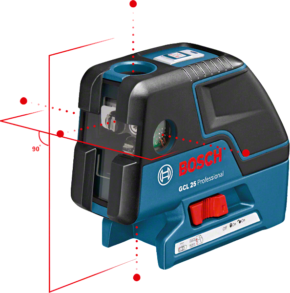 Bosch GCL 25 combi laser leveling tool with dual laser lines.