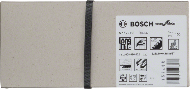 Bosch S 1122 BF BiMetal saw blade pack for metal cutting.