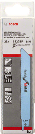 Bosch S922BF BIM reciprocating saw blade for metal.