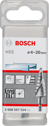 Bosch HSS step drill bit 4–20 mm.