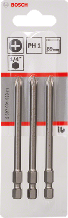 Screwdriver bit Extra Hard Bosch PH1 89mm extra hard screwdriver bits.