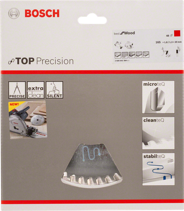 Top Precision Best for Wood circular saw blade Bosch Top Precision Best for Wood 165×20mm circular saw blade.