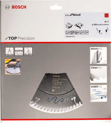 Bosch Top Precision Best for Wood 250×3.2×30 mm circular saw blade.