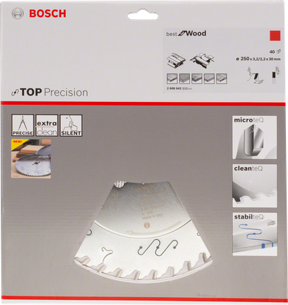 Bosch Top Precision Best for Wood 250×30mm saw blade.