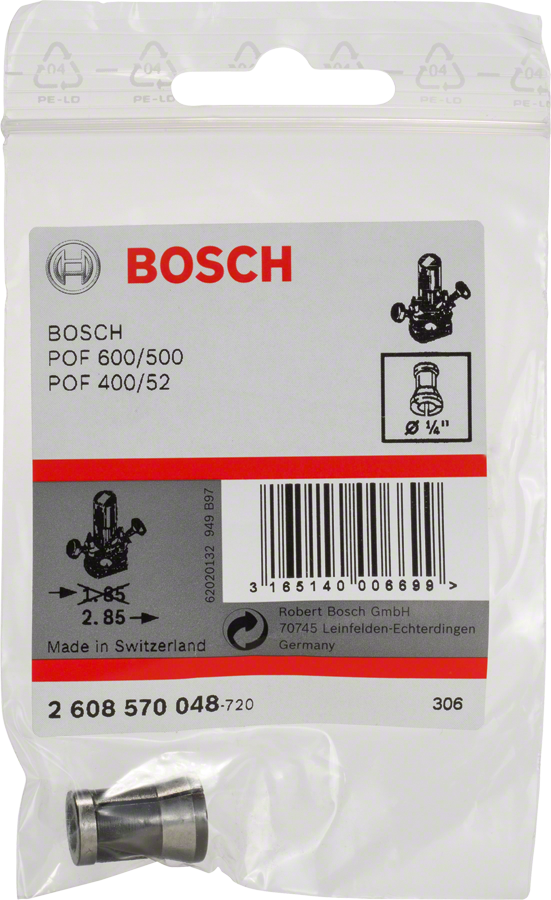 Bosch 1/4″ collet without locking nut.