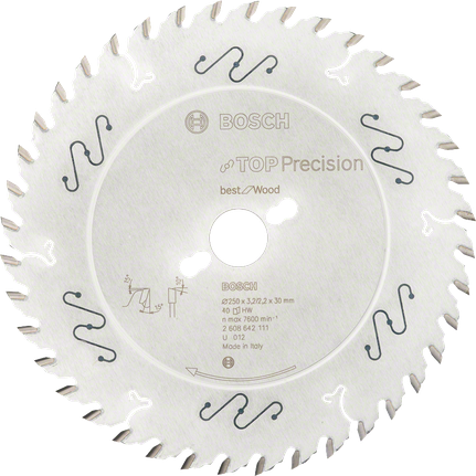 Bosch Top Precision Best for Wood 250mm circular saw blade.
