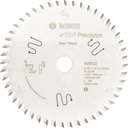 Top Precision Best for Wood circular saw blade Bosch Top Precision Best for Wood 165mm 48T saw blade.