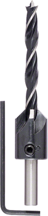 Bosch wood drill bit with countersink, 7 mm diameter.