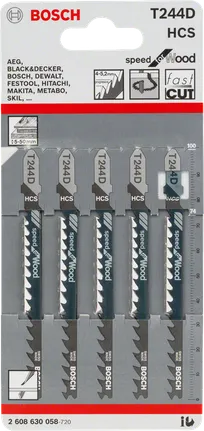 Bosch jigsaw blades T 244 D 5-pack.