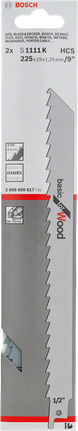 Reciprocating saw blade S 1111 K Bosch S 1111 K reciprocating saw blade 9″.