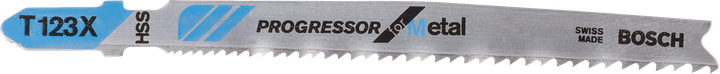 Bosch jigsaw blade T 123 X for metal cutting.