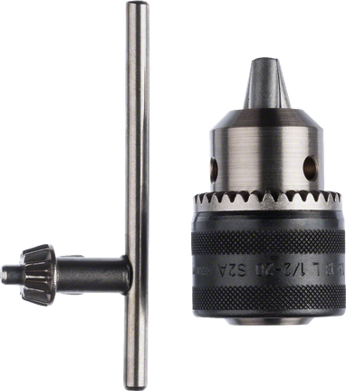 Keyed chucks up to 13 mm Bosch keyed drill chuck 1.5–13 mm with replacement key.