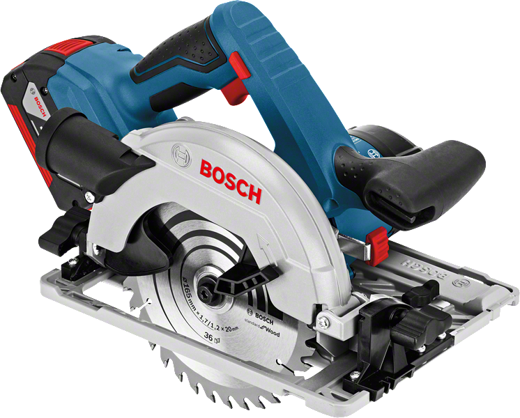Bosch GKS 18 V-LI cordless circular saw for wood cutting.