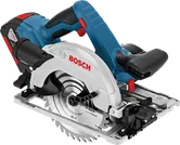 Bosch GKS 18 V-LI cordless circular saw for wood cutting.