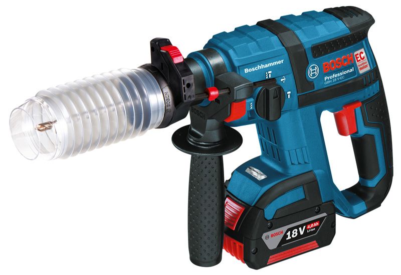 Dust Attachment Bosch rotary hammer GBH 18 V-EC with 18V battery.