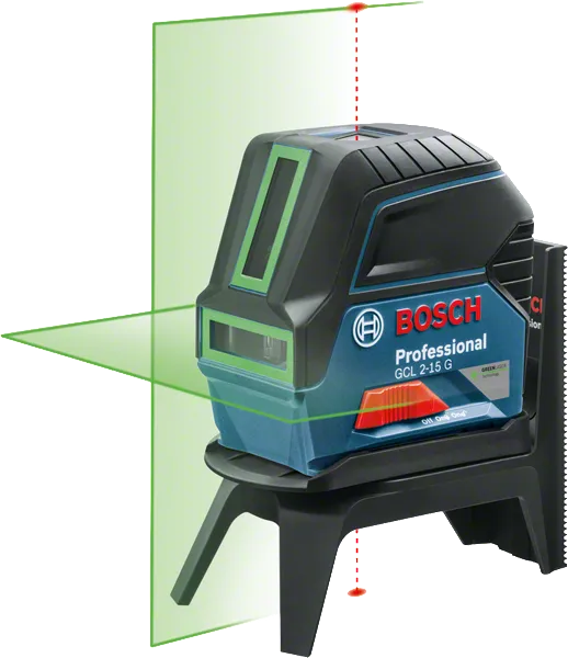 GCL 2-15 G Bosch GCL 2-15 G laser leveling tool with green beams.