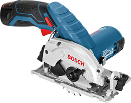 Bosch GKS 12V-26 cordless circular saw for wood cutting.