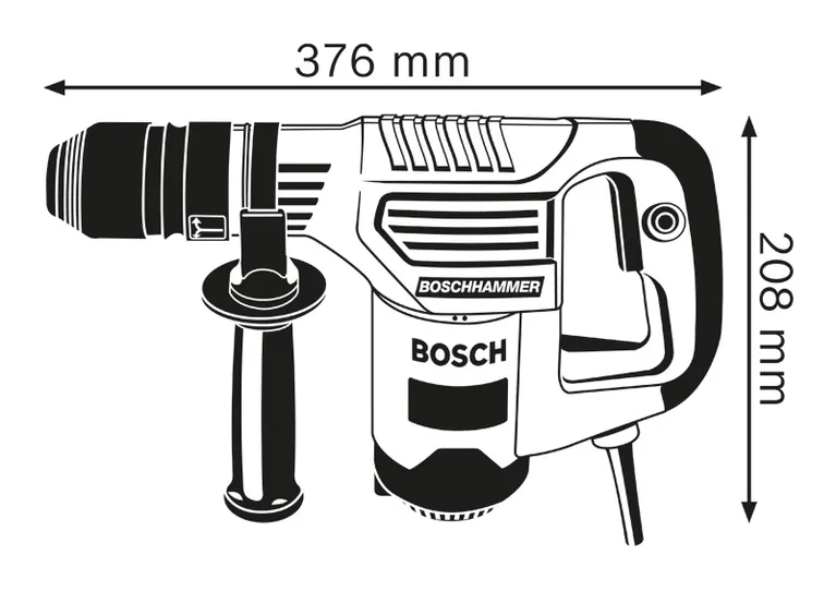 Dimensioned demolition hammer.