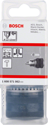 Keyed chucks up to 13 mm Bosch drill chuck 1.5-13mm for various brands.
