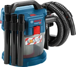 Bosch GAS 18V-10 L cordless dust extractor with hose.