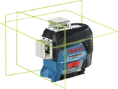 Bosch GLL 3-80 CG laser leveling tool with green lines.