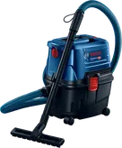 Bosch GAS 15 wet/dry extractor with 10 liter container.